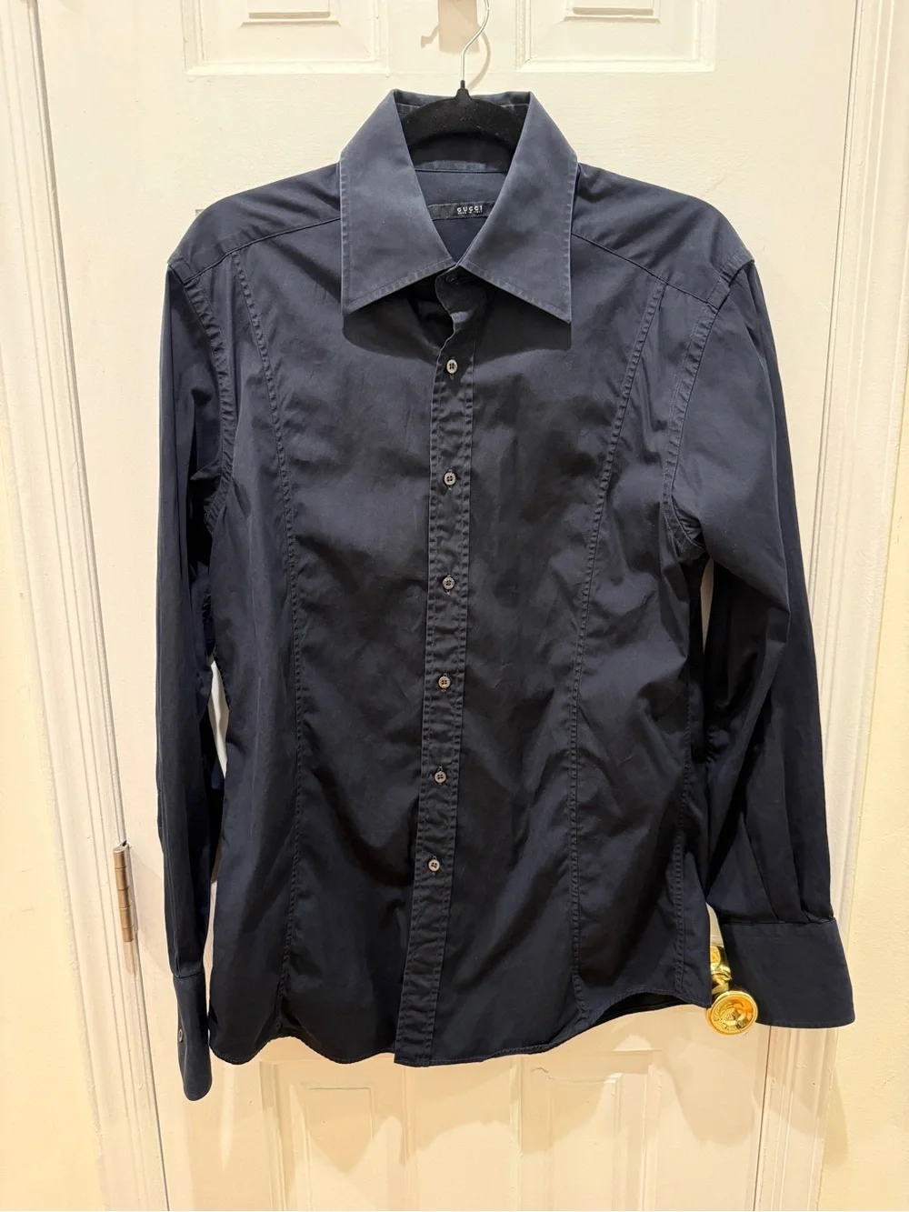 Gucci Men's Dark Navy Button-Up Dress Shirt